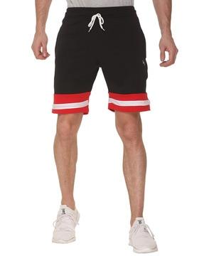 colourblock shorts with waistband drawstring