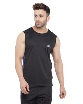 colourblock sleeveless crew-neck t-shirt