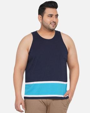 colourblock sleeveless crew-neck tank t-shirt