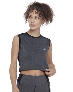 colourblock sleeveless crop top