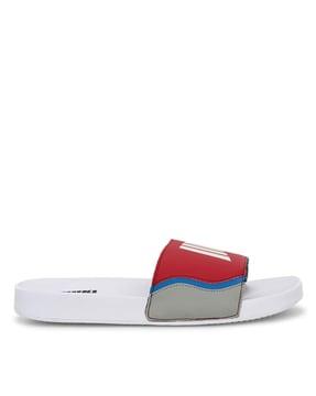 colourblock slides with stitched detail