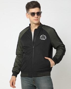 colourblock slim fit bomber jacket