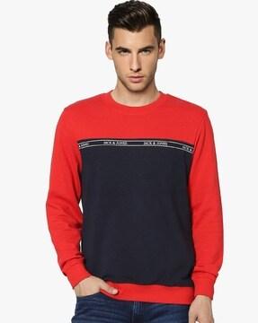 colourblock slim fit crew-neck sweatshirt