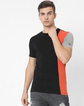 colourblock slim fit crew-neck t-shirt