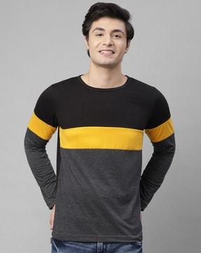 colourblock slim fit crew-neck t-shirt