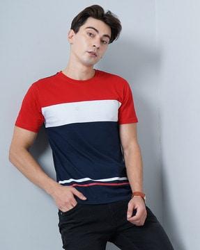 colourblock slim fit crew-neck t-shirt