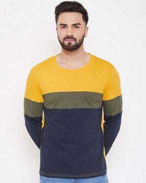 colourblock slim fit crew-neck t-shirt