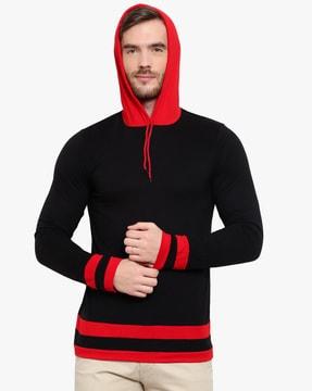 colourblock slim fit hooded t-shirt