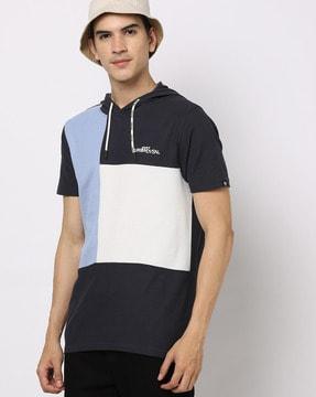 colourblock slim fit hooded t-shirt