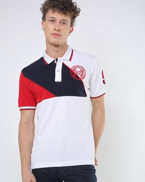 colourblock slim fit polo t-shirt with contrast tipping