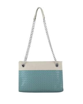 colourblock sling bag with chain strap