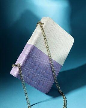 colourblock sling bag with chain strap