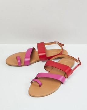 colourblock slingback flat sandals