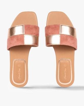 colourblock slip-on flat sandals