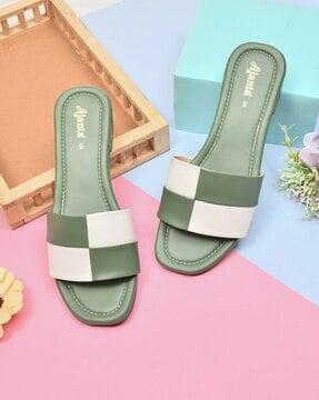 colourblock slip-on flat sandals