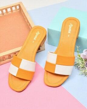 colourblock slip-on flat sandals