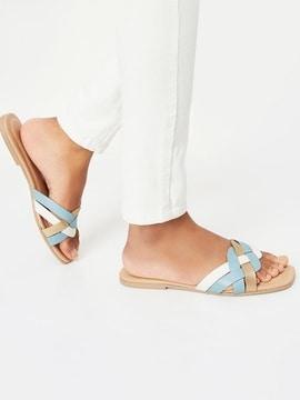 colourblock slip-on open-toe flat sandals