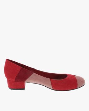 colourblock slip-ons with block heels