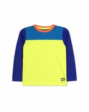 colourblock slub round-neck t-shirt