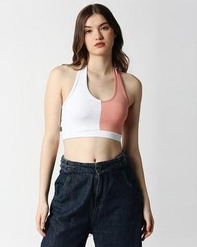 colourblock stappy crop top