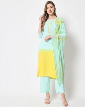 colourblock straight kurta set