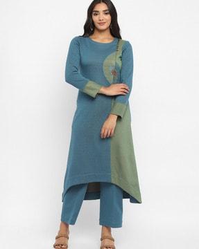 colourblock straight kurta set