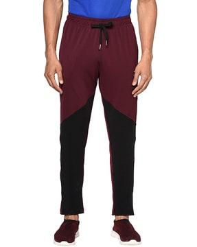 colourblock straight track pants with drawstring waist