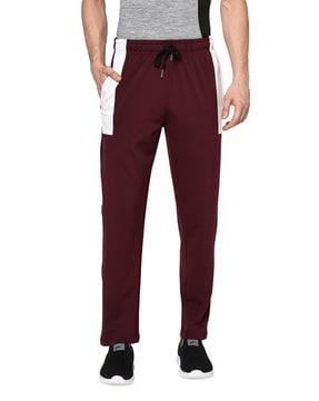 colourblock straight track pants with drawstring waist