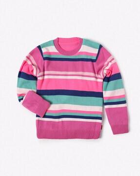 colourblock striped crew-neck sweater