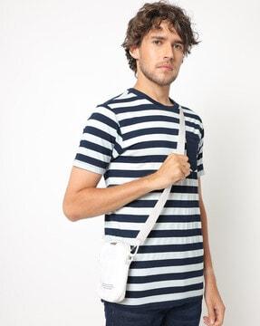 colourblock striped pocket crew-neck t-shirt