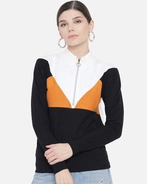 colourblock sweatshirt with full sleeves