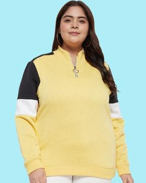 colourblock sweatshirt with half-zip closure