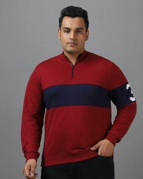 colourblock sweatshirt with half-zip closure