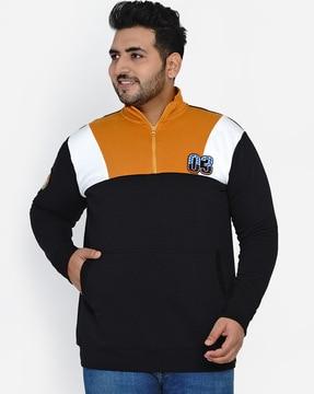 colourblock sweatshirt with kangaroo pockets