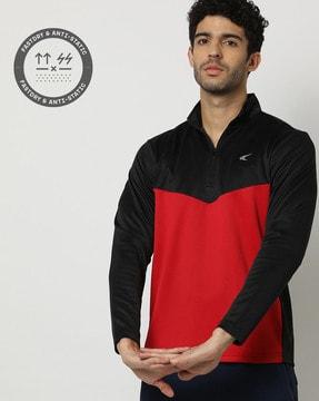 colourblock sweatshirt with mock collar