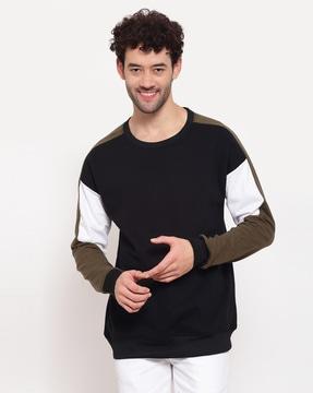 colourblock sweatshirt with ribbed hems