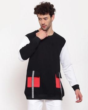 colourblock sweatshirt with ribbed hems