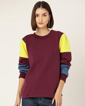 colourblock sweatshirt with ribbed hems