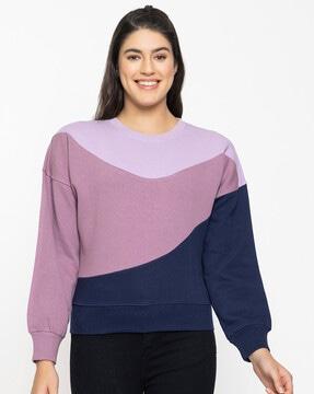 colourblock sweatshirt with ribbed hems