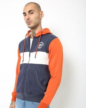 colourblock sweatshirt with split kangaroo pockets
