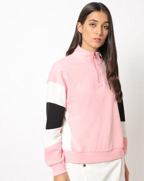 colourblock sweatshirt with zip placket