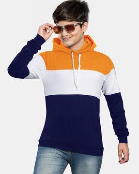 colourblock t-shirt with hoodie