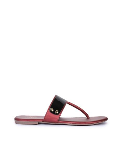 colourblock t-strap sandals