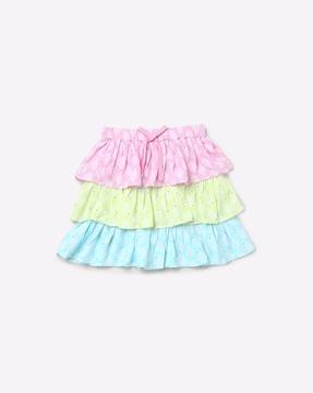 colourblock tiered skirt with bow accent