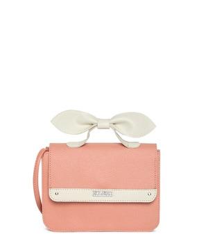 colourblock top bow sling bag