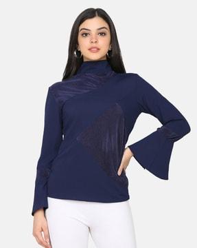 colourblock top with bell sleeves