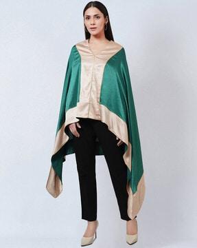 colourblock tunic with high-low hem