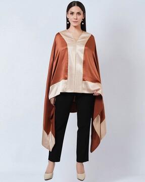 colourblock tunic with high-low hem