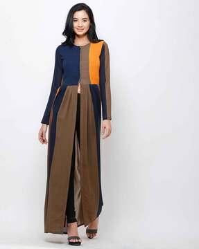 colourblock tunic with slit