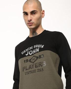 colourblock typographic print sweatshirt